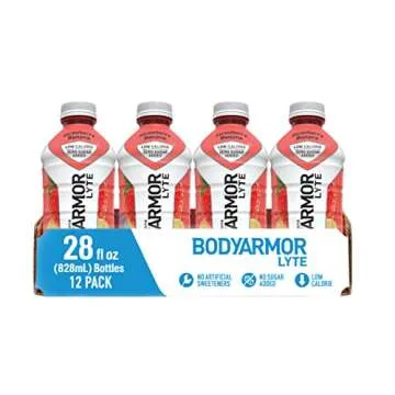 BODYARMOR LYTE Sports Drink Low-Calorie Sports Beverage, Strawberry Banana, Coconut Water Hydration, Potassium-Packed Electrolytes, Perfect For Athletes, 28 Fl Oz (Pack of 12)