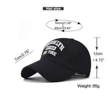 YOLAI Unisex Vintage Embroidery Washed Distressed Cotton New York Baseball Cap Adjustable Trucker (Y1-Black, One Size)