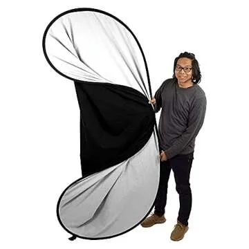 ePhotoInc 5' x 7' Twist Flex ChromaKey Background Black White Collapsible Reflector Photo Backdrop Background T57BW