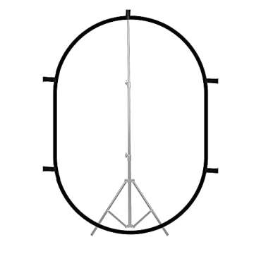 ePhotoInc 5' x 7' Twist Flex ChromaKey Background Black White Collapsible Reflector Photo Backdrop Background T57BW