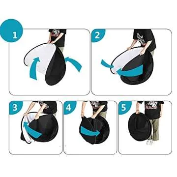 ePhotoInc 5' x 7' Twist Flex ChromaKey Background Black White Collapsible Reflector Photo Backdrop Background T57BW