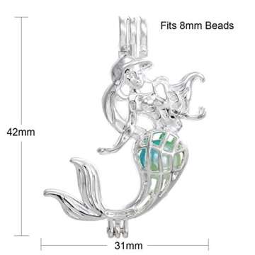 Vie jeune 10pcs Silver Mermaid Pearl Cage Beads - DIY Jewelry Supplies for Functional Gifts