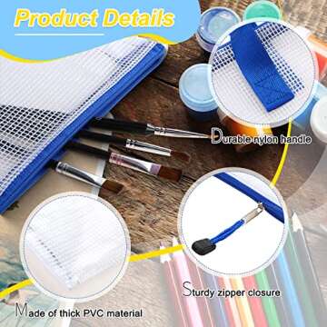 10 Pcs Art Portfolio Bag - Clear with Zipper & Handle