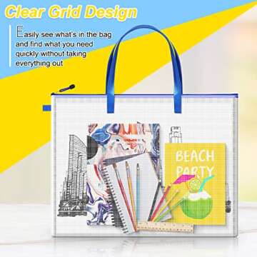 10 Pcs Art Portfolio Bag - Clear with Zipper & Handle