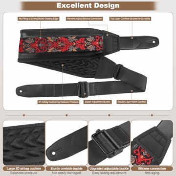 Adjustable Guitar Strap with 3D Padding for Comfort