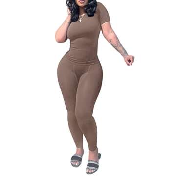 LICOBOD Lounge Wear Ribbed Casual 2 Piece Tracksuit Set Women Solid Skinny Long Sleeve O-Neck Top+Mid Waist Elastic Leggings