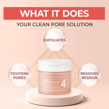 numbuzin No.4 Toner Pads | Pore Zero Peeled Egg Toner Pad | Gentle Exfoliator, PHA, LHA, Makeup Skin Prep, Panthenol | Korean Skincare for Face | 70 Pads/6.42 fl. oz.