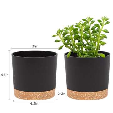 QCQHDU 5 inch Plant Pot, 2 Pack Planters for Indoor Plants with Drainage Holes & Saucer, Outdoor Flo...