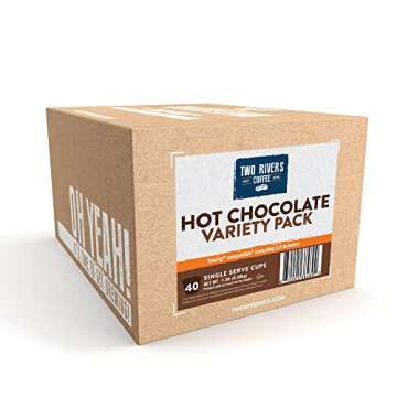 Two Rivers Coffee Hot Chocolate Pods Single Serve Cocoa Variety Sampler Pack Compatible with 2.0 Keu...