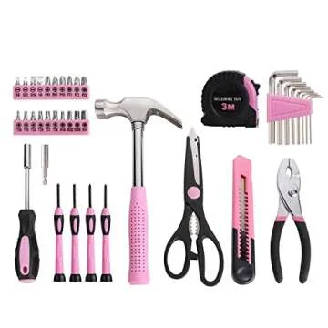 39 Piece Pink Household Tool Set for Women All-in-One Kit