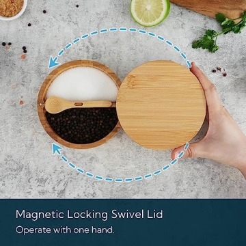 KITCHENDAO Bamboo Salt and Pepper Bowl for Easy Cooking