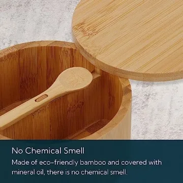 KITCHENDAO Bamboo Salt and Pepper Bowl for Easy Cooking