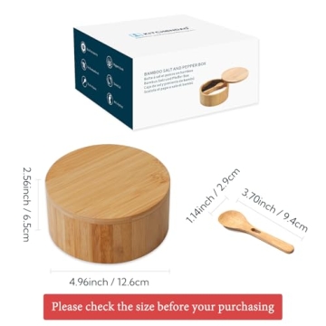 KITCHENDAO Bamboo Salt and Pepper Bowl for Easy Cooking