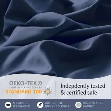 LuxClub 4 PC Queen Sheet Set, Breathable Luxury Bed Sheets, Deep Pockets 18" Wrinkle Free Cooling Sheets Machine Washable Hotel Bedding Silky Soft - Navy Queen