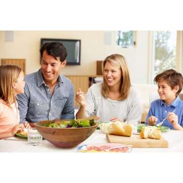 Fairwood Way Wood Salad Bowl Set - 15 Inch Extra Large Wooden Salad Bowl with Serving Utensils - Mango Wood Serving Bowl and Servers Holds 9 Side Salads