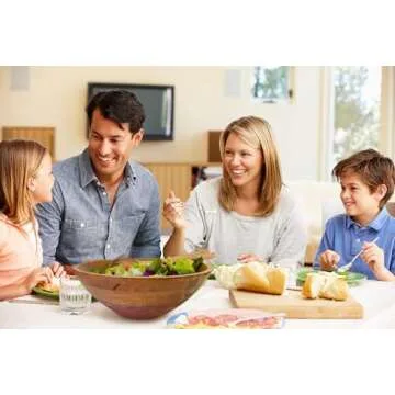 Fairwood Way Wood Salad Bowl Set - 15 Inch Extra Large Wooden Salad Bowl with Serving Utensils - Mango Wood Serving Bowl and Servers Holds 9 Side Salads