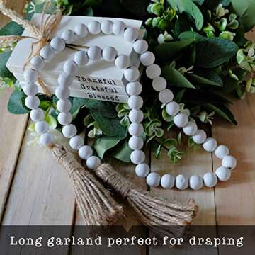 Rustic Garlands with Tassel Tiered Tray Accent, Farmhouse Decorative Wooden Beads for The Home, Pray...