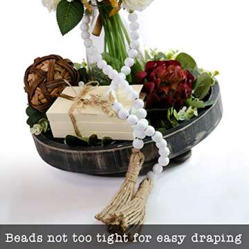 Rustic Bead Garland with Tassel Accent for Farmhouse Decor