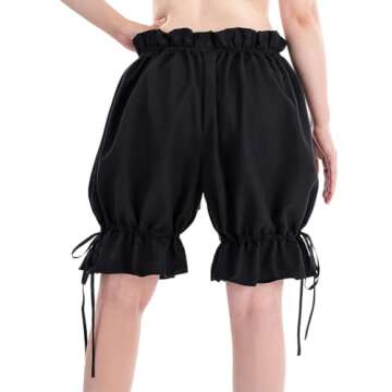 Nuoqi Womens Bloomers Shorts Drawstring Ruffle Pumpkin Pants Cute Security Short Pants for Girls Black S