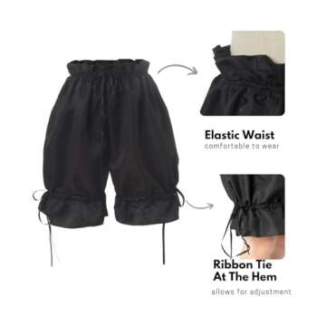 Nuoqi Womens Bloomers Shorts Drawstring Ruffle Pumpkin Pants Cute Security Short Pants for Girls Black S