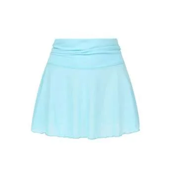 KnniMorning TEES Women's Sheer Mesh Mini Skirts See-Through High Waist Solid Skater Skirt Beach Cover-ups (Blue, L)