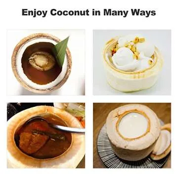 Coconut Opener, Coconut Opener Kit with Hammer Stainless Steel Opening Utensil Premium Wooden Handle Coconut Opener Tool Set for Young Coconuts Easy and Safe for Your Family