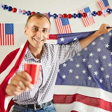 200 Pieces Patriotic Wood Beads for July 4th Crafts