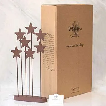 Willow Tree Metal Star Backdrop, Designed for Classic Nativity Collection, Stand Rustic Metal Stars Behind Holy Family or Next to Creche, Hand-Painted Accessory