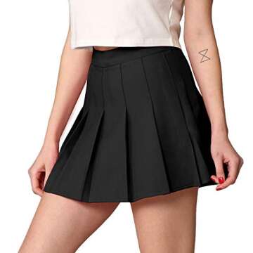 MBJ WB2344 Women Girls Plaid High Waist Japan School Uniform Pleated Skater Tennis Skirt with Short ...