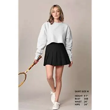 MBJ WB2344 Women Girls Plaid High Waist Japan School Uniform Pleated Skater Tennis Skirt with Short L Black