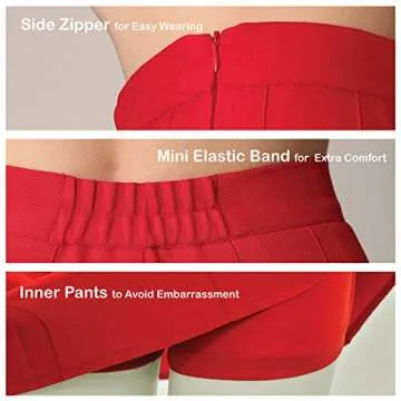 MBJ WB2344 Women Girls Plaid High Waist Japan School Uniform Pleated Skater Tennis Skirt with Short L Black