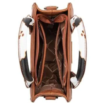 Wrangler Mini Tote Bag for Women Cow Print Western Crossbody Purse Top Handle Satchel Handbag WG133S-8120BR