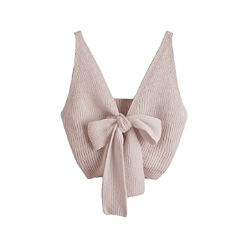 Stylish SweatyRocks V Neck Tie Front Crop Top in Pink