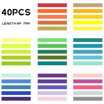 40 Rolls Washi Tape Set, Decorative Masking DIY Plain Washi Tapes for Children and Gifts Warpping (MIX)