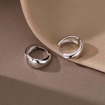 SLUYNZ 925 Sterling Silver Waterdrop Hoop Earrings for Women Teen Girls Teardrop Hoop Earrings Gold Chunky Hoop Earrings Half Hoop Earrings (A/Silver)