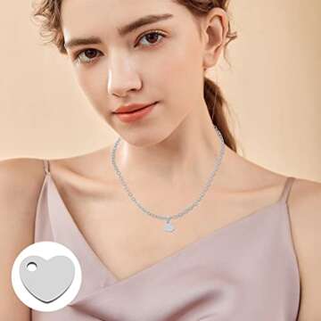 Ximalun 200 Pcs Stainless Steel Blank Heart Pendants Tiny Stamping Tag Flat Love Heart Small Dainty ...