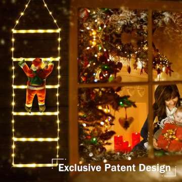 Toodour LED Christmas Decorative Ladder Lights with Santa