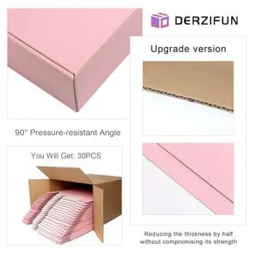 DERZIFUN 30 Pack 8x8x4 Inch Corrugated Shipping Boxes, Pink Shipping Mailing Boxes for Packaging, Recyclable Cardboard Box Mailers Small Business
