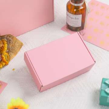 DERZIFUN 30 Pack 8x8x4 Inch Corrugated Shipping Boxes, Pink Shipping Mailing Boxes for Packaging, Recyclable Cardboard Box Mailers Small Business