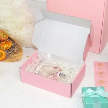 DERZIFUN 30 Pack 8x8x4 Inch Corrugated Shipping Boxes, Pink Shipping Mailing Boxes for Packaging, Recyclable Cardboard Box Mailers Small Business