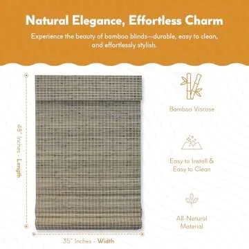Radiance Cordless Bamboo Roman Shades for Windows - Flatweave Bamboo Blinds for Reduce Bright Light ...