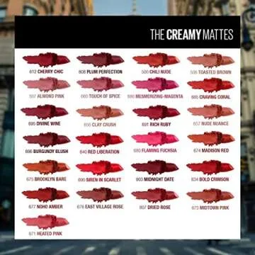 Maybelline Color Sensational Lipstick, Lip Makeup, Matte Finish, Hydrating Lipstick, Nude, Pink, Red, Plum Lip Color, Burgundy Blush, 1 Count