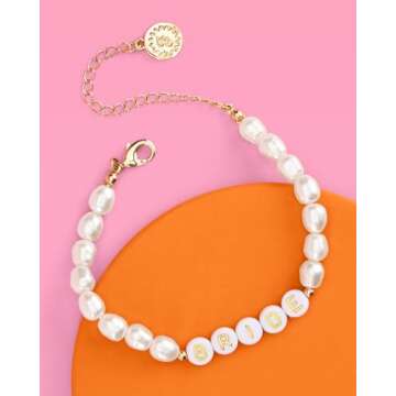 xo, Fetti Bride Pearl Beaded Bracelet - 7" | Bride to Be Jewelry, Bachelorette Party Decorations, Br...