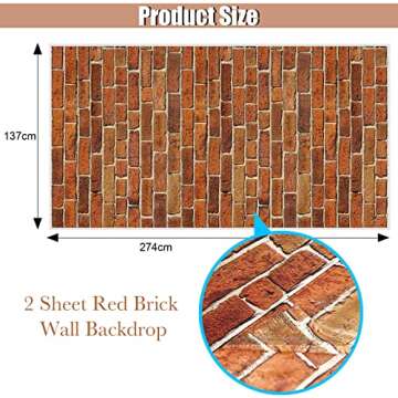 Chuangdi 4.5 x 9 Feet Brick Stone Wall Backdrop Stone Wall Scene Setter Wallpaper Curtains Door Remo...