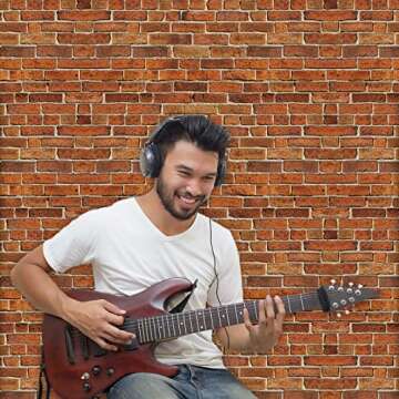 Chuangdi 4.5 x 9 Feet Brick Stone Wall Backdrop Stone Wall Scene Setter Wallpaper Curtains Door Removable Tablecloth Photo for Winter Halloween(Retro Red)