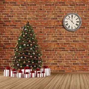 Chuangdi 4.5 x 9 Feet Brick Stone Wall Backdrop Stone Wall Scene Setter Wallpaper Curtains Door Removable Tablecloth Photo for Winter Halloween(Retro Red)