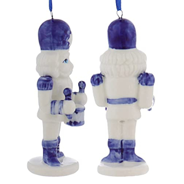 Porcelain Delft Blue Nutcracker Ornaments, 3 Assorted for Christmas