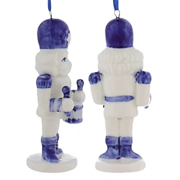 Porcelain Delft Blue Nutcracker Ornaments, 3 Assorted for Christmas