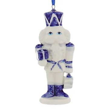 Porcelain Delft Blue Nutcracker Ornaments, 3 Assorted for Christmas