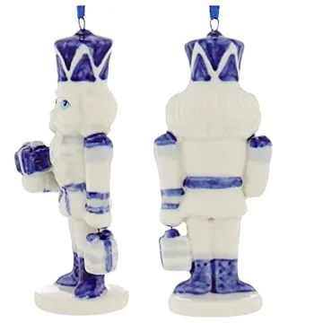 Porcelain Delft Blue Nutcracker Ornaments, 3 Assorted for Christmas